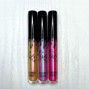 Kylie Jenner Super Glitter Gloss lot of 3. Go Bananas, Chill Peel, Don’t Slip